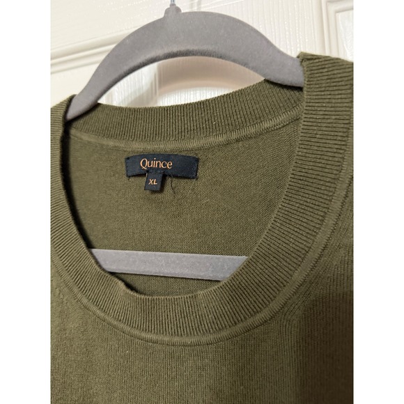 Quince Lightweight Organic Cotton Cashmere Crew Sweater Olive Green XL - Picture 3 of 7